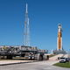 SLS at the Florida launch pad with Crawler-transporter 2 in the foreground.